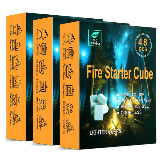 Natural Fire Starter for Fireplaces: 144 Premium Odorless Fire Starters Squares | Waterproof Quick Firestarters Cubes for Campfires | Wood Stove | Grills | Fire Pit | Smokers