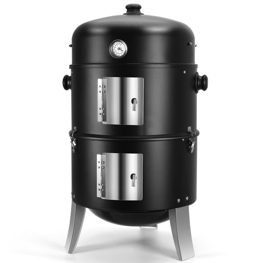BBQ Charcoal Smoker for Meat: 16 Inch Heavy Duty 4 In 1 BBQ Charcoal Grills - Vertical Barbecue Smokers Grill Combo for Outdoor Cooking Patio Backyard Picnic Party Grilling