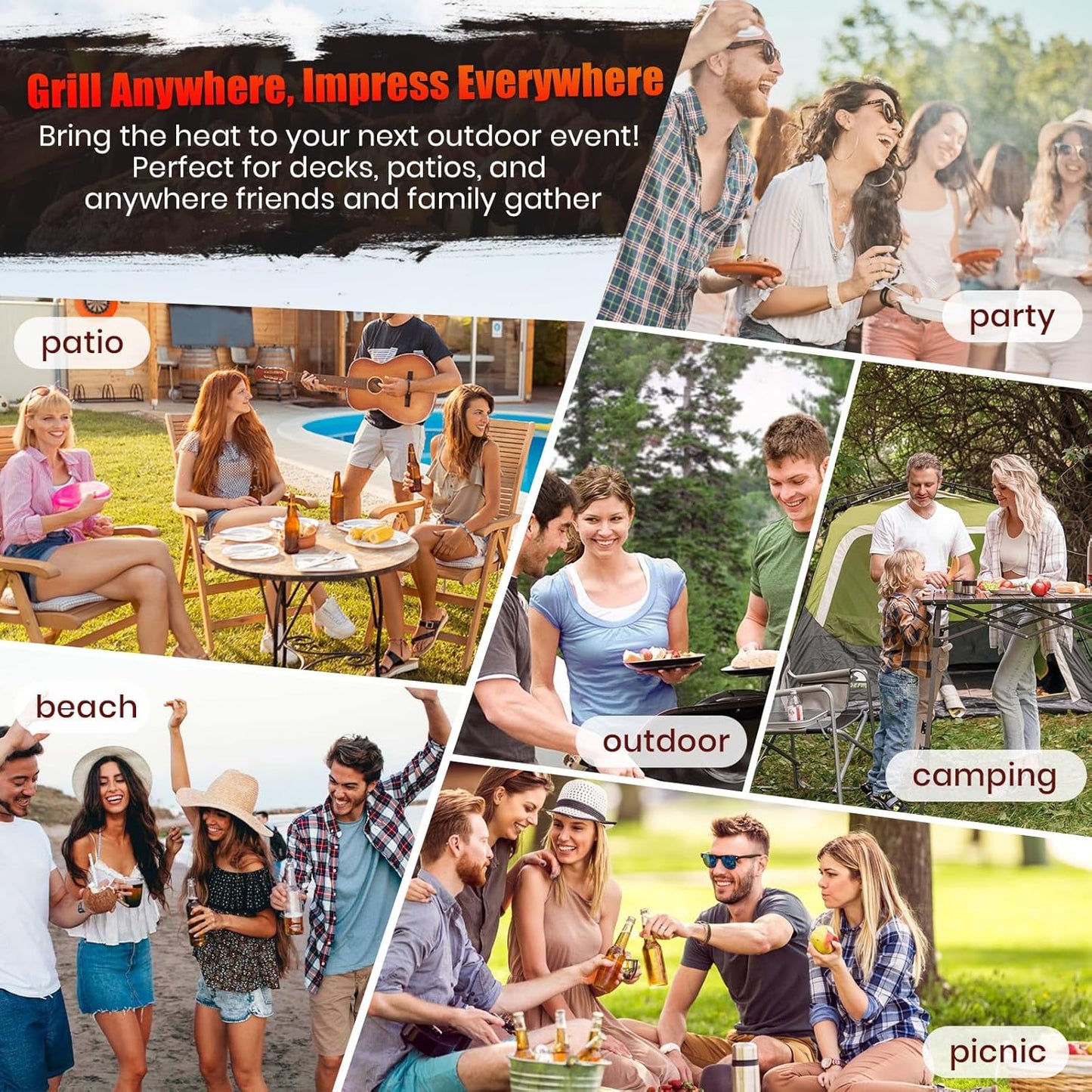 SUNLIFER Charcoal Grill Offset Smoker: Charcoal Barbecue Grills with Spacious Cooking Area | Barrel BBQ Grill and Smokers Combo for Outdoor Patio Backyard Camping and Parties