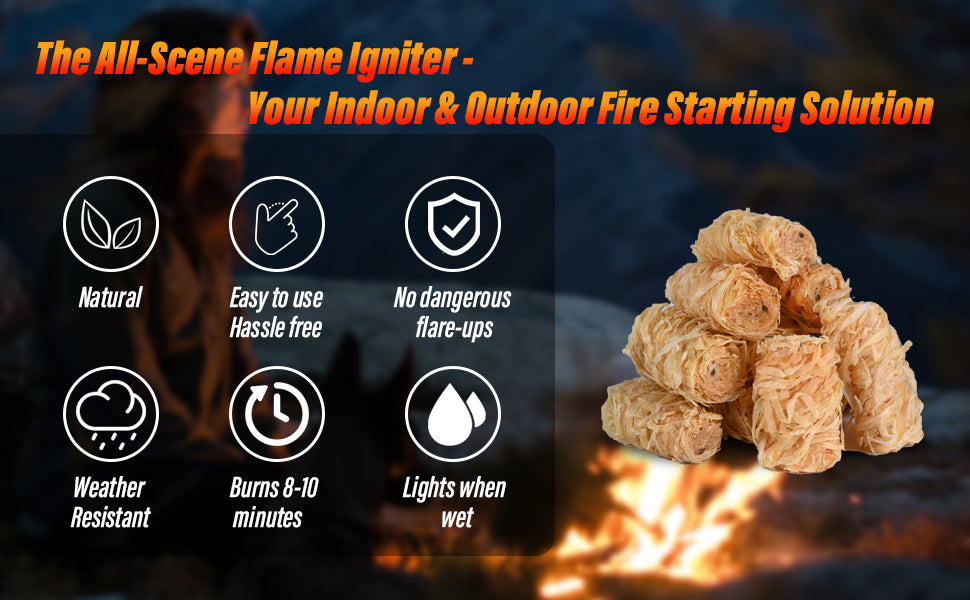 Natural Fire Starters for Grills: Premium Waterproof Quick Firestarters Sticks | Odorless Fire Starter for Campfires | Fireplaces | Wood Stove | BBQ | Smoker | Fire Pit - 72 pcs