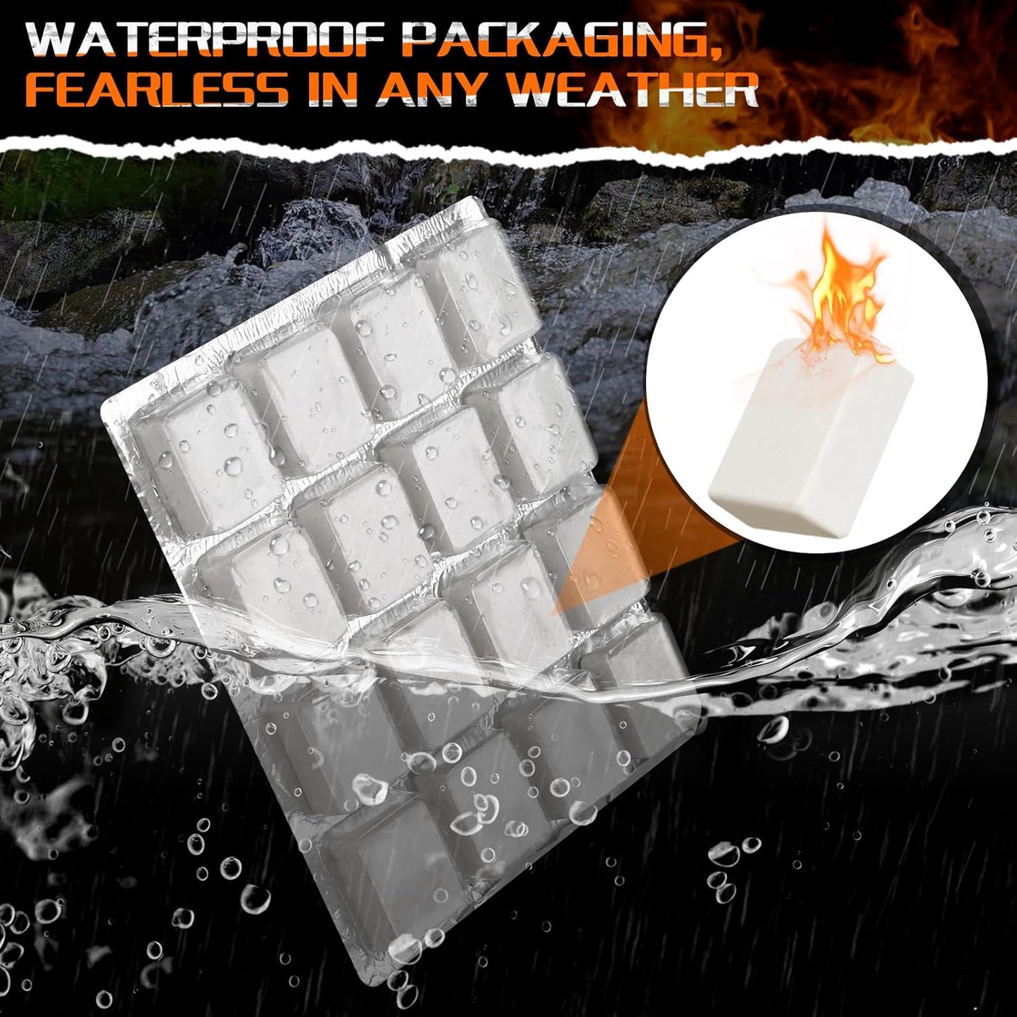 Natural Fire Starter for Fireplaces: 144 Premium Odorless Fire Starters Squares | Waterproof Quick Firestarters Cubes for Campfires | Wood Stove | Grills | Fire Pit | Smokers