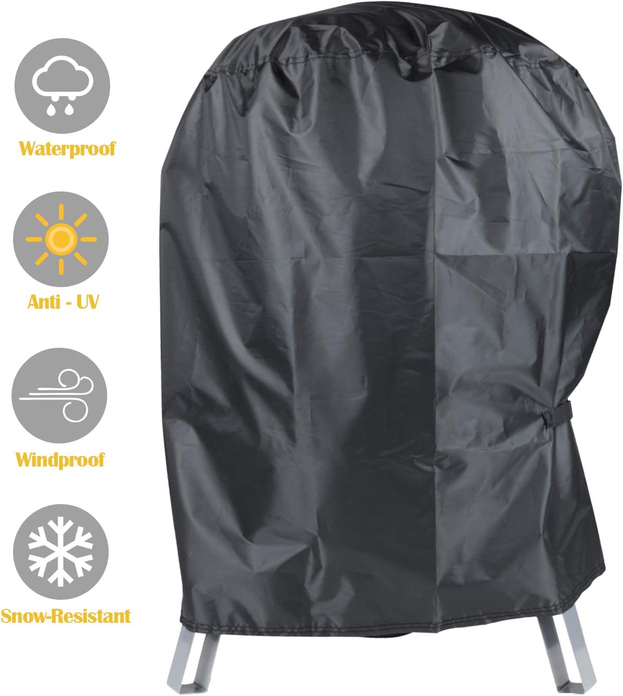 BBQ Cover, Round Waterproof Heavy Duty Barbecue Cover with 210D Oxford Fabric, Fits Sunlifer 20.5 inch Charcoal Smoker Grill Rip-Proof, UV & Water-Resistant (23.6x23.6x30 Inch)