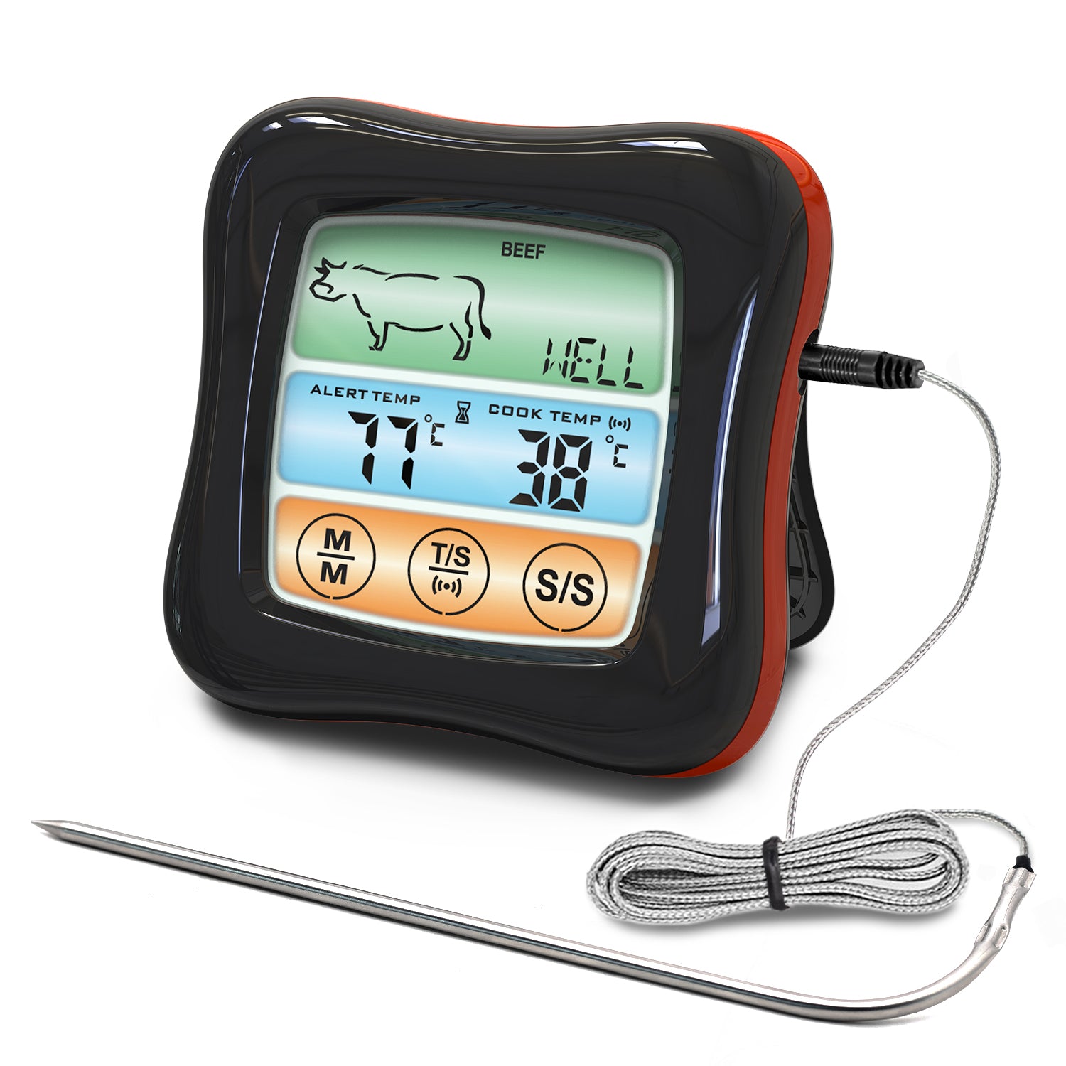 Meat Thermometer, Instant Read Cooking Thermometer, Digital Food Thermometer, Long Probe & Auto On/Off, Perfect for Kitchen Cooking, BBQ, Water,Meat, Milk